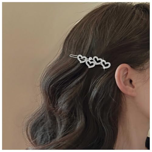 Pinza de cabello con corazón de cristal vintage plateada
