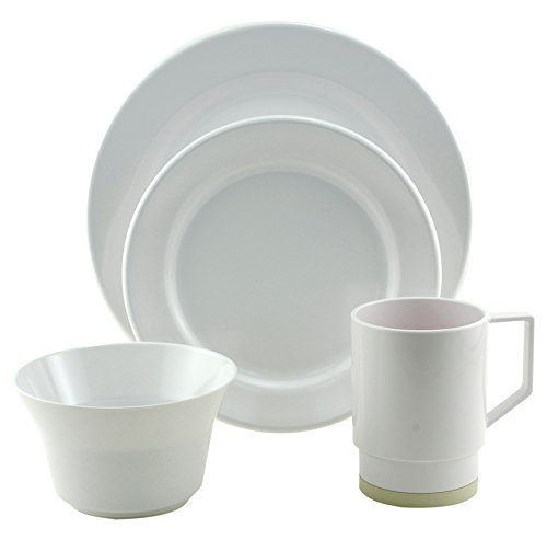 Galleyware White 16 Piece Melamine Non-Skid Dinnerware Set