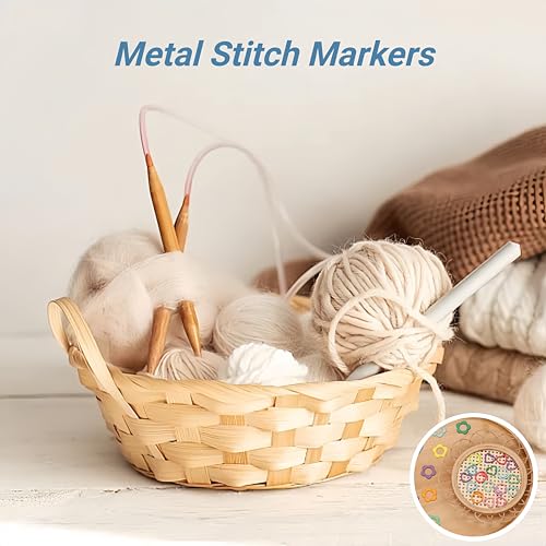 Image of Wonafa 50Pcs Heart-Shaped Metal Stitch Markers,Metal Colorful Crochet Stitch Markers,with Storage Box for Crocheting Clothing Tag DIY Craft Project (Heart-Shaped-50Pcs)