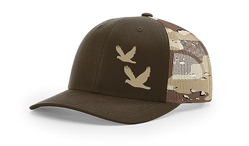 Dove Bird Hunting Sporting Collection Fully Embroidered Richardson 112 Snapback Trucker Cap Brown Desert/camo