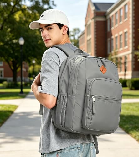 Image of abshoo Classical Basic Womens Travel Backpack For College Men Water Resistant Large Bookbag (Grey)