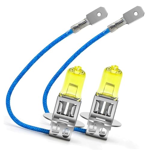 SOFOC H3 Bombilla PK22S 12V 100W Amarillo Claro 4000K Faros Ventilador Coche Faros Antiniebla Delanteros 1500Lm +30% Brillo Reemplazo Directo Halógeno 2Pcs