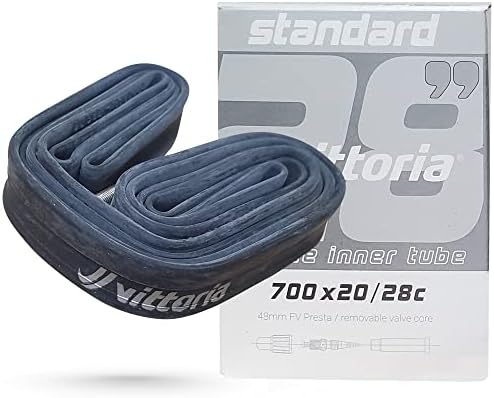 Vittoria Standard Butyl Inner Tubes - Inner Tubes for Road and Track Bikes - Presta Valve - Synthetic Rubber - 0.9mm Thick Inner Wall - Black - 700c x 20/28 - RVC 48mm