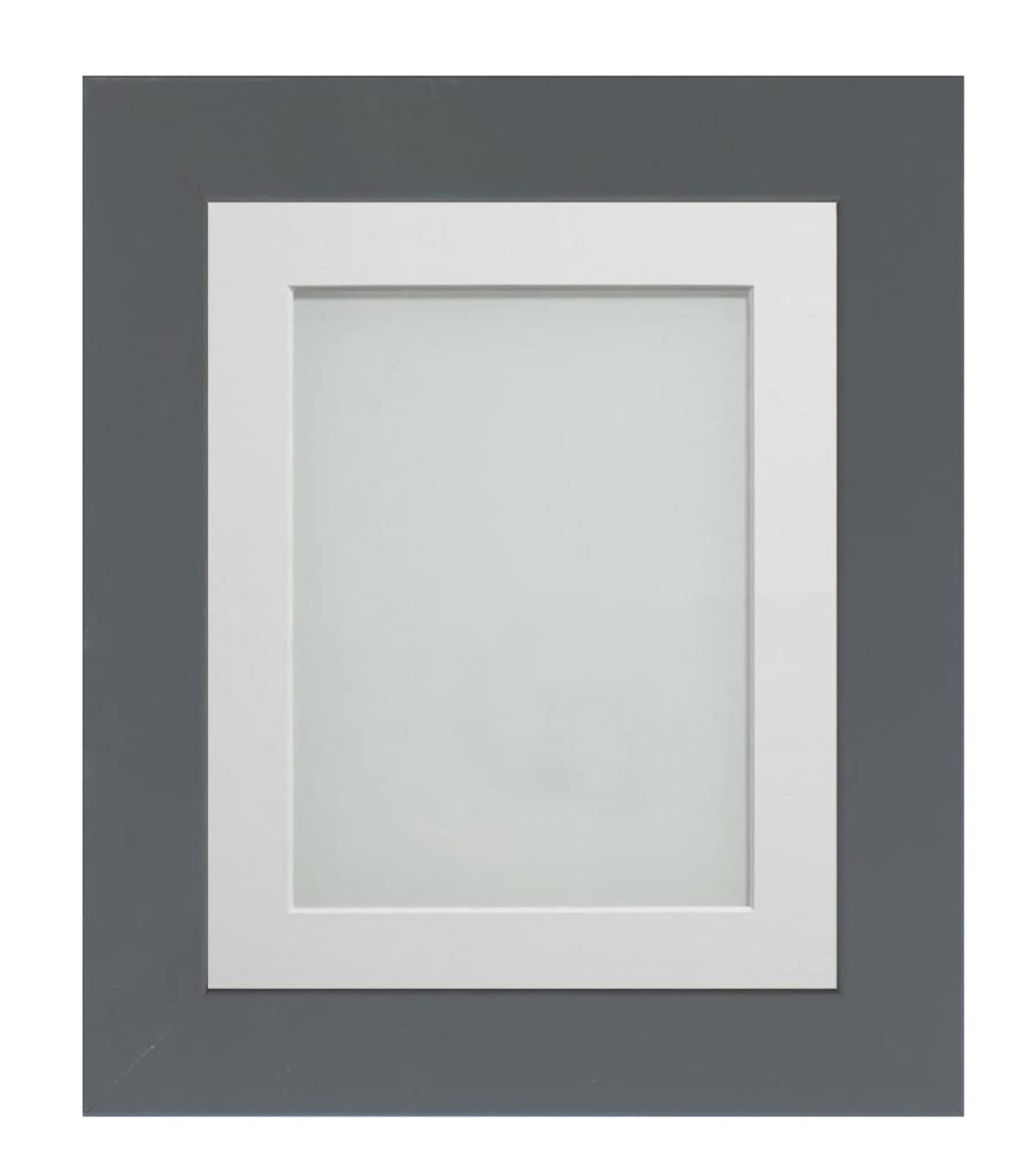 Frame Company Watson Grey Picture Photo Frame fitted with Perspex, 14x11 inch with White Mount for image size 12x8 inch