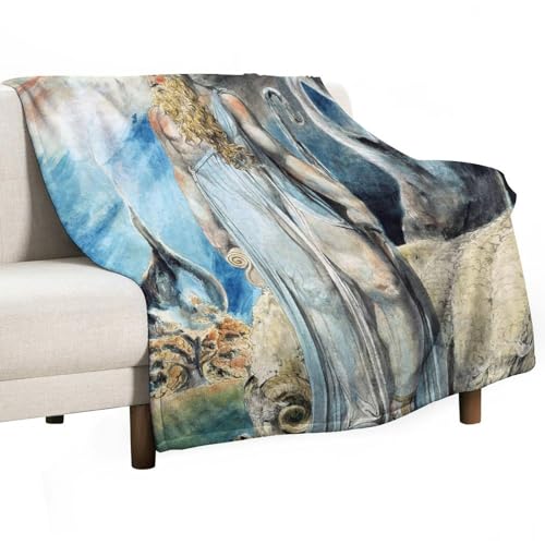 Couverture de lit polaire en flanelle pour toutes saisons Motif peintres romantiques William Blake Moses et le buisson ardent Décoration d'automne 101,6 x 127 cm