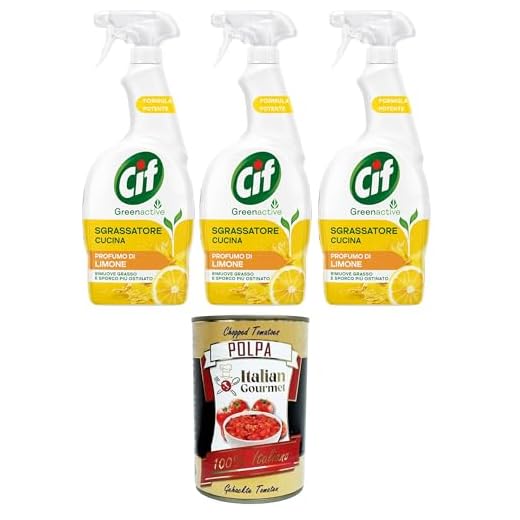 Cif Desengrasante de cocina universal con aceite esencial de limón, 650 ml, para cocinas de inducción, cocinas y azulejos en tu cocina, 100% 3 x 650 ml + Polpa Italiana Gourmet