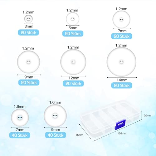 Scettar 200 Stück Gemischte Größe Anti Wildfleisch Piercing Disc, Keloid Disc Transparente Piercing Scheibe Piercing Anti WILDFLEISCH Piercing Discs für Ohrringe Stabilisierende, 8 Größen