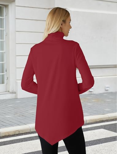 Image of JUSTFASHIONNOW Turtle Neck Shirts for Women Long Sleeve Fall Tunic Tops