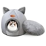 ToKinCen Cat Cave Cat Bed Katzenhöhle Katzenbett Waschbare Halbgeschlossen Katzenzelt Katzenkorb Grau Katzenhäuschen