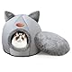ToKinCen Cat Cave Cat Bed Katzenhöhle Katzenbett Waschbare Halbgeschlossen Katzenzelt Katzenkorb Grau Katzenhäuschen