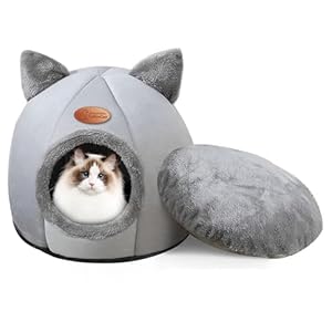 Cat Cave Cat Bed Katzenhöhle Katzenbett Waschbare Halbgeschlossen Katzenzelt Katzenkorb Grau Katzenhäuschen