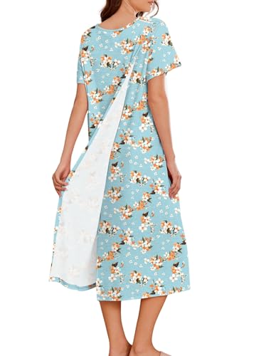 Image of Deyeek Hospital Gowns for Women Labor Delivery Shoulder Surgery Dress Adaptive Clothing Night Robes for Elderly Plus Size