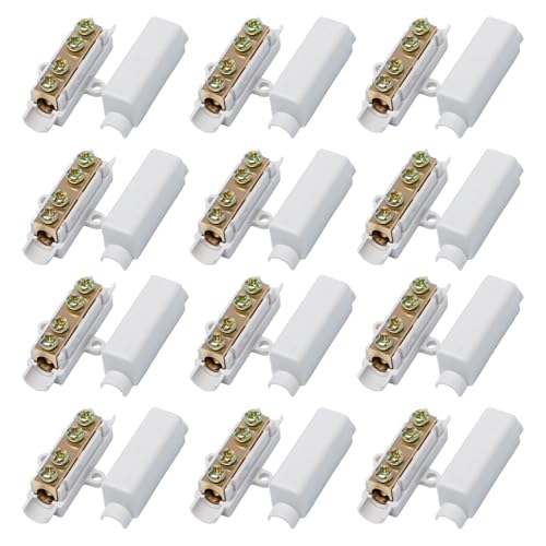 Sixfolo Drahtverbinder 12 Stück Kabelverbinder Klemmleiste für 2,5 bis 16 mm² Draht Leiter Klemmen Messing mit Doppelschrauben und ABS Gehäuse Klemmenblock 1000V 100A für Elektro Verbindung