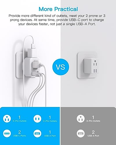 Image of HANYCONY US to India Plug Adapter, Type D Travel Adapter with 3 Outlets 4 USB Ports(2 USB C), India Power Travel Adapter for USA to India, Bangladesh, Maldives, Pakistan