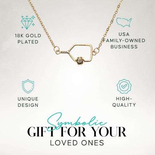 Gold Pickleball Paddle Pendant Necklace, Pickleball Jewelry Gifts for Women Players3