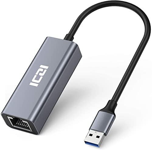 ICZI Adaptador De Red USB 3.0 A RJ45 Gigabit Ethernet, Adaptador USB 3.0 A Ethernet Giga Tarjeta De Red Externa 1000Mbps Para Macbook, Mac Pro/Mini, IMac, XPS, Surface Pro, Notebook PC Y Más