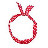 Headband/Dorical Polka Dot Stirnband Haarschmuck Haarbänder Haarreifen, Rockabilly Accessoires für Damen/Draht Haar Kopf Band verschiedenen Designs Frauentag-haarbänder(Rot)