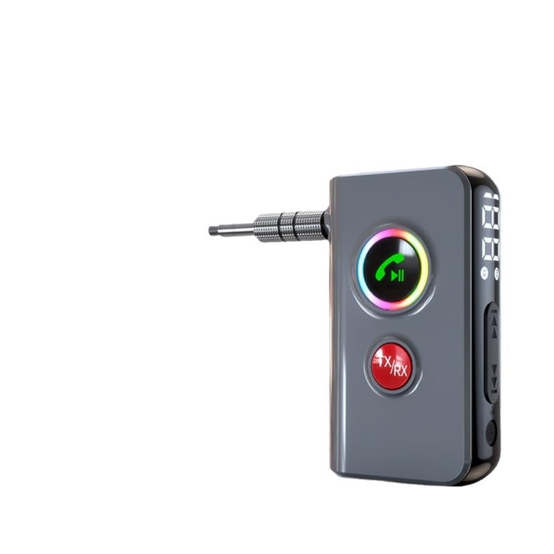 Ainostone Bluetooth 5.3 zender, ontvanger, 2-in-1 audio-adapter met 3,5 mm Aux-jack voor vliegtuig, tv, stereo-installatie, auto - lage latentie, beeldscherm voor 2 hoofdtelefoons, AirPods
