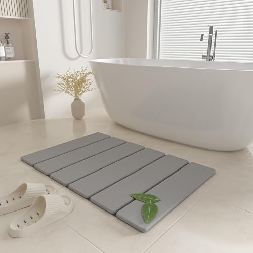Tapis de bain en pierre de diatomite 60 cm gris clair pliable