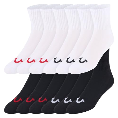 True Religion Mens Socks 12 Pack Mid Crew Socks for Men Premium Athletic Shoe Size 8-12