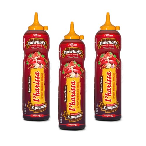Nawhal’s Sauce Harissa 500 Ml Lot de 3 - Faite à partir de piments rouges, d’ail, d’huile d’olive et d’épices - Mélange intense aux saveurs authentiques, idéale pour relever tous vos plats. Nawhal’s Sauce Harissa 500 Ml Lot de 3 - Faite à partir de piments rouges, d’ail, d’huile d’olive et d’épices - Mélange intense aux saveurs authentiques, idéale pour relever tous vos plats.