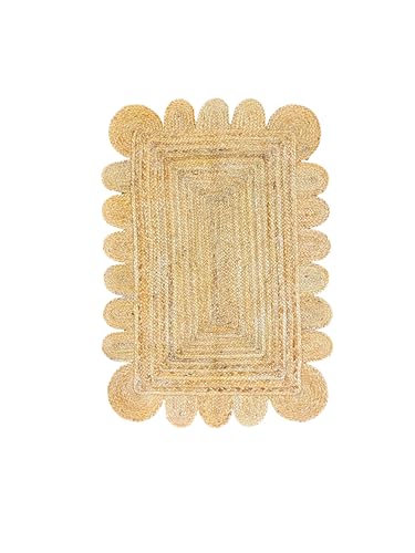 Scallop Pattern Jute Bohemian Area Rug (2' x 3')