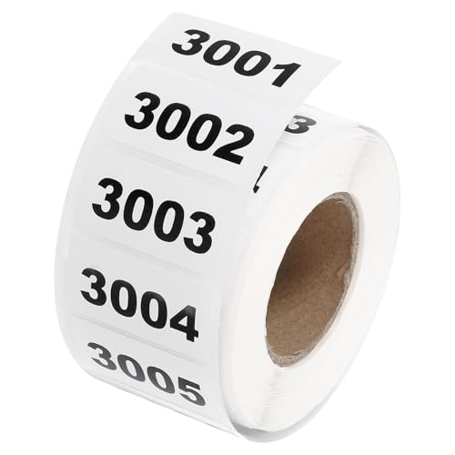 Étiquettes autocollantes étanches rouleau de numérotation 3001-4000