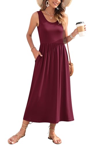 Image of WNEEDU Women's Summer Maxi Dress Casual Sleeveless Sundress