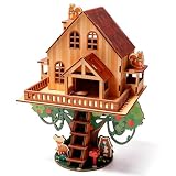 3D Wooden Puzzles for Adults Apple Treehouse Decorations Fun Miniature Kit