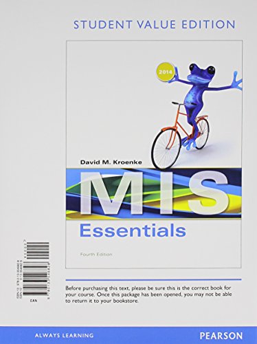 MIS Essentials, Student Value Edition 0133546829 Book Cover