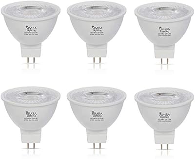 Simba Lighting LED MR16 3.5W 12V Light Bulb (6 Pack) 20W Halogen Spotlight Replacement for Landscape, Accent, Track Lights, Desk Lamps, BAB C, GU5.3 Bipin Base, 2700K Warm White, Not Dimmable