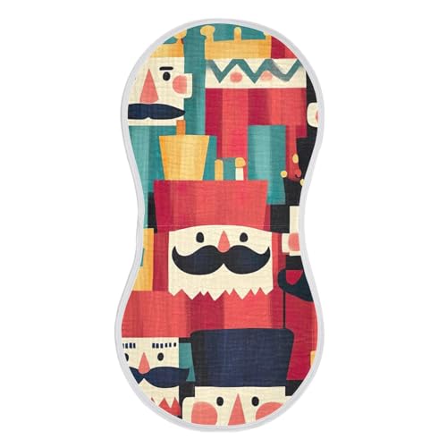 Baby Burp Cloths, Soft Absorbent Burping Cloths for Babies, Cotton Milk Spit Up Rags, Large Size for Newborns, Baby Boys and Girls (Cartoon Nutcracker)