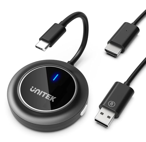 UNITEK USB C to HDMI Inalámbrico Transmisor y Receptor Extender Adapte - Screen Mirroring/Extender Receiver 5G 1080P for TV or Monitor from iOS Android Windows MacOS