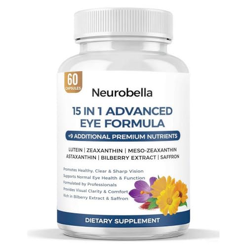 NEUROBELLA 15-in-1 Advanced Eye Formula Eye Support Formula for Daily Comfort with Lutein Zinc Luteolin 60 Capsules