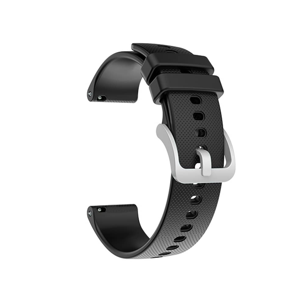 Pepisky22mm Uni Silicone Replacement Watch Strap with Quick Release Spring Bars Silver Buckle Compatible with GARMIN Watch, Black