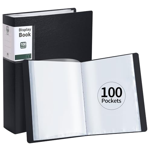 SOYIRI Lot de 2 Porte-Vues A4, Protège-Documents avec 100 Pochettes 200 Vues(Noir)