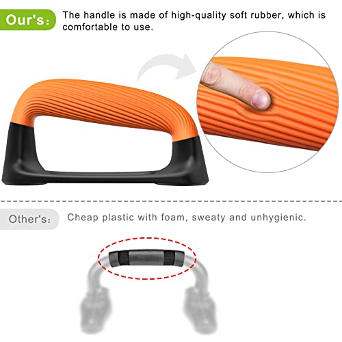 Kipika Push Up Bars, Pushup Stands With Thickened Soft Plastic Handle, Stable And Non-Slip Base, Pushup Handles Perfect For Floor Strength Training, Black & Orange #TOP3
