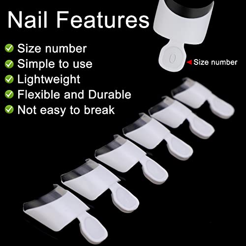 MWOOT 120 Pieces French Short Acrylic False Nails Tips,Half Cover Square Fake Nails Extension Sets,Nail Design for Woman Girls Finger Manicure Salon Home Nails Art DIY (12 Sizes,White Clear) - Image 4