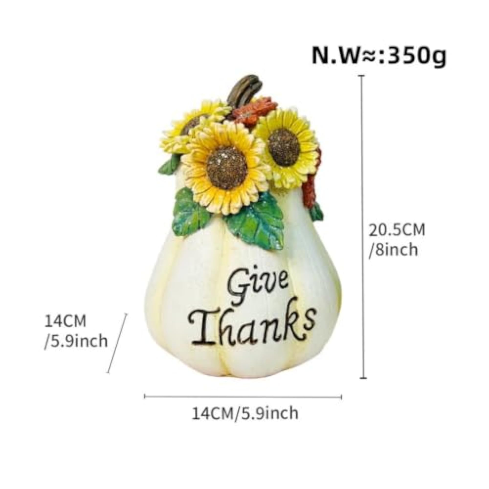 Fall Pumpkin Figurine Rustic Pumpkin with Sunflowers Decor