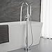 Artiqua Freestanding Tub Filler Bathtub Faucet Chrome Single Handle Floor Mounted Faucets with Handheld Shower