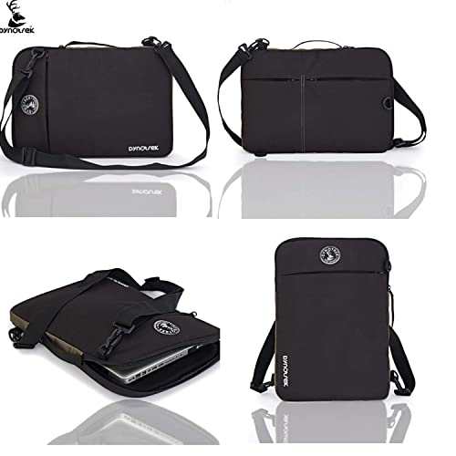 Image of Dynotrek Tricera 15.6 inch Laptop Sleeve Case, with Detachual Shoulder Straps Protective Cover, Accessory Pocket, Briefcase Computer Hand Bag, Compatible for HP, ASUS, Dell, Acer -Black