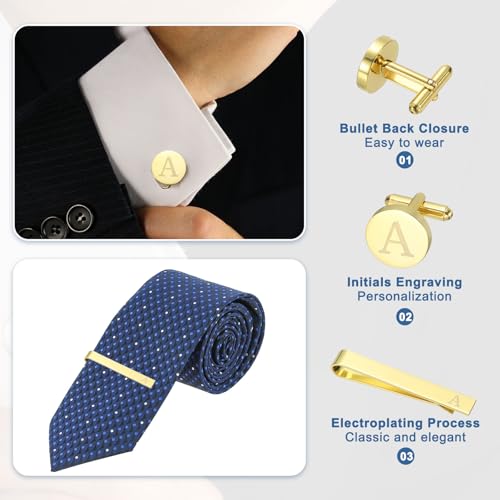 Set de Mancuernillas y Prendedor de Corbata PATIKIL para Hombre miniatura 3