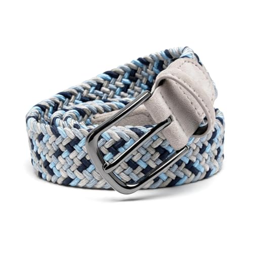Image of Men's Stretch Braided Elastic Woven Canvas Golf Belt, multicolor,1 3 /8 inch