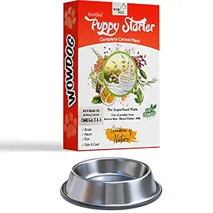 WOW DOG Complete Fortified Nutrition Puppy cerelac Starter Powder Milk Dog Food Weaning Diet for The Age of 15 Days to 2 Months- 400 Grams
