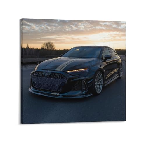 Toile RS3 Sportback Quattro noire 40x40 cm - Décoration murale moderne OKAHYS