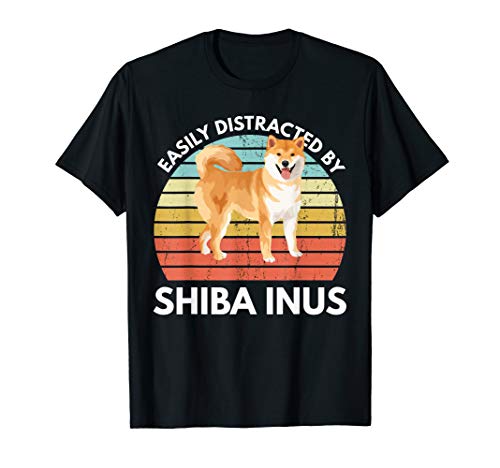 Easily Distracted By Shiba Inus Funny Shiba Inu Dog Mom Gift T-Shirt