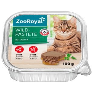 ZooRoyal Katzenfutter Wildpastete auf Aspik, 16er Pack (16 x 100g)