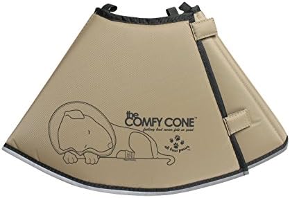 All Four Paws Comfy Cone Pet Cone for Dogs, Cats, Large, Tan - Comfortable Soft Dog Cone Collar Alternative for After Surgery, Wound Care, Spay, Neuter - Dog and Cat Recovery Collar