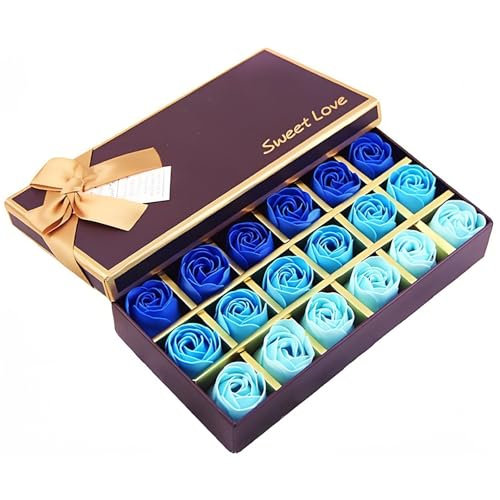 Gearmax 18pcs Aroma de Rosa Baño Jabón Rose Flor en Caja de Regalo Color del Gradiente Fascinante Ramo de Rosas(Color Aleatorio)