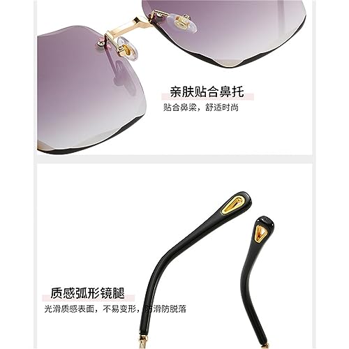 HMRGLMIE-Rimless Female Sunglasses Metal Gradient Glasses Anti-Glare Mirror Vintage Sunglasses4